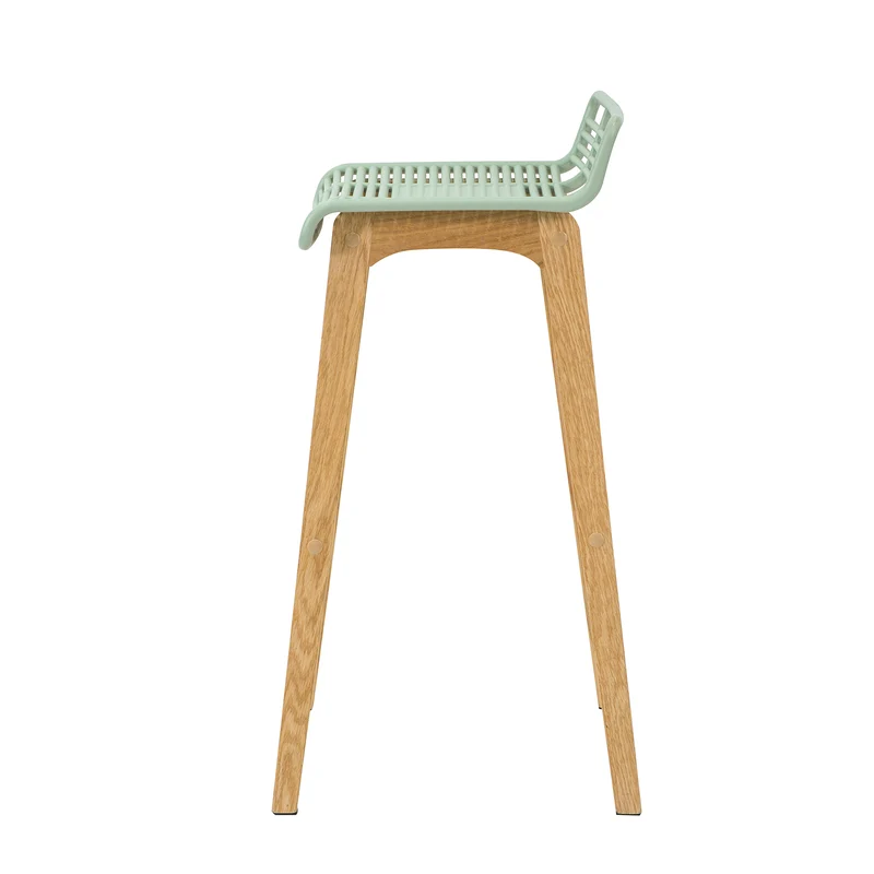 SoBuy FST76-GR Tabouret de Bar Design Chaise de Bar Cuisine avec Repose-Pieds Piètement en Bois de Chêne