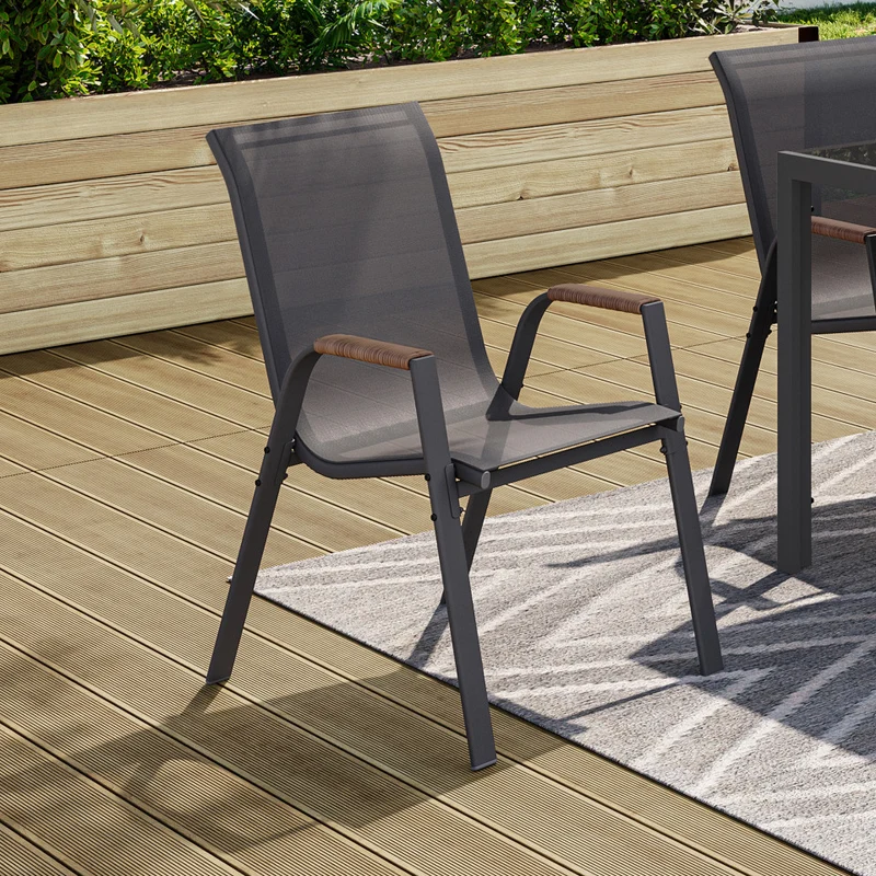 Lot de 4 chaises de jardin Ozéa en textilène et rotin