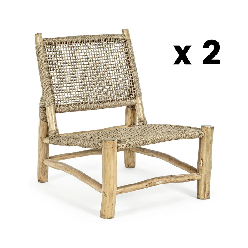 Ensemble de jardin LES TENDANCES Landry en bois naturel avec 1 canapé et 2 fauteuils