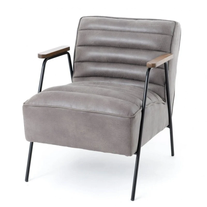 Fauteuil simili cuir gris HUTCH