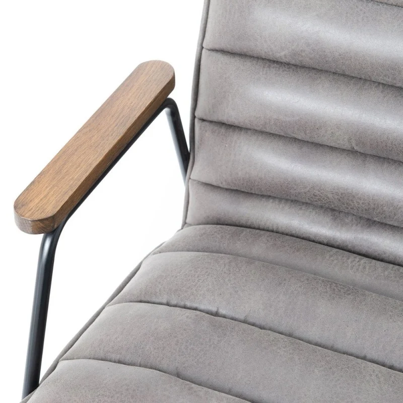 Fauteuil simili cuir gris HUTCH