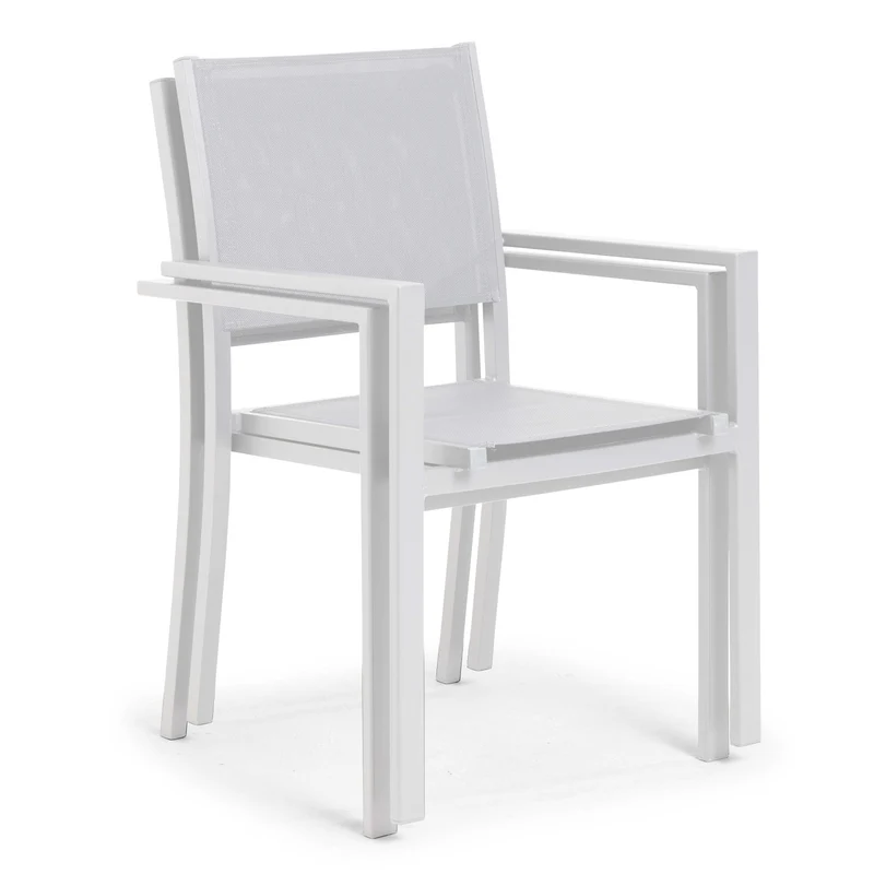 Lot de 4 fauteuils de jardin Oviala en aluminium et textilène avec accoudoirs