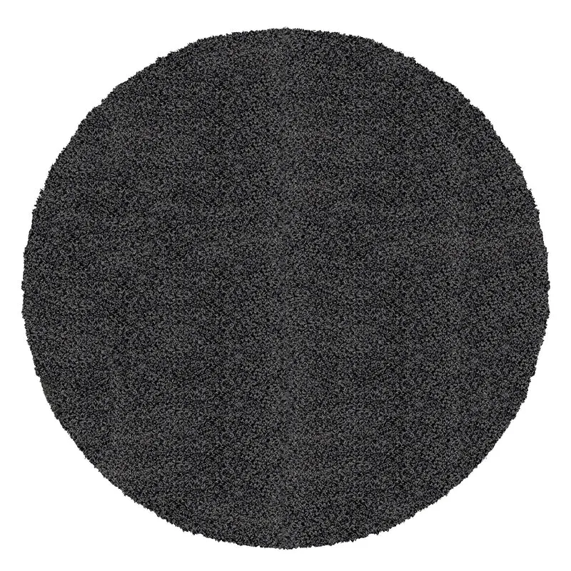 Tapis Rond Shaggy Moderne Gris Foncé Rond Boracay