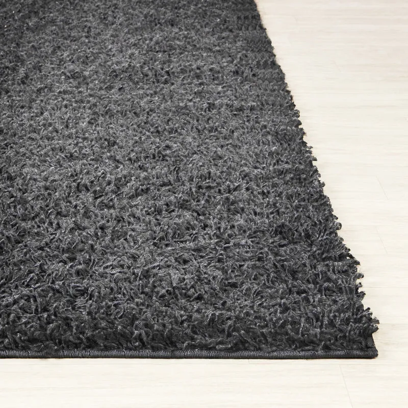 Tapis Rond Shaggy Moderne Gris Foncé Rond Boracay