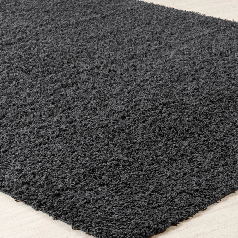 Tapis Rond Shaggy Moderne Gris Foncé Rond Boracay