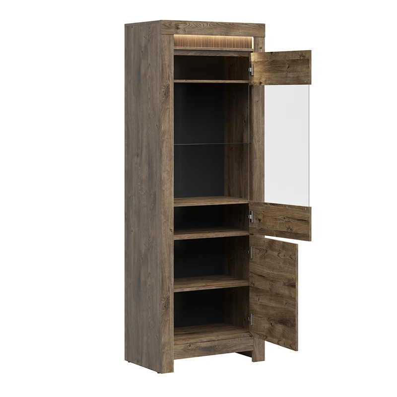 Vitrine 2 portes LED inclus Amaury Bois