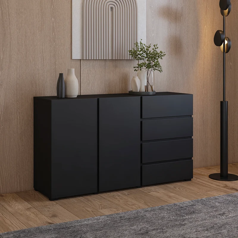 Buffet 2 portes 4 tiroirs Maxis Noir