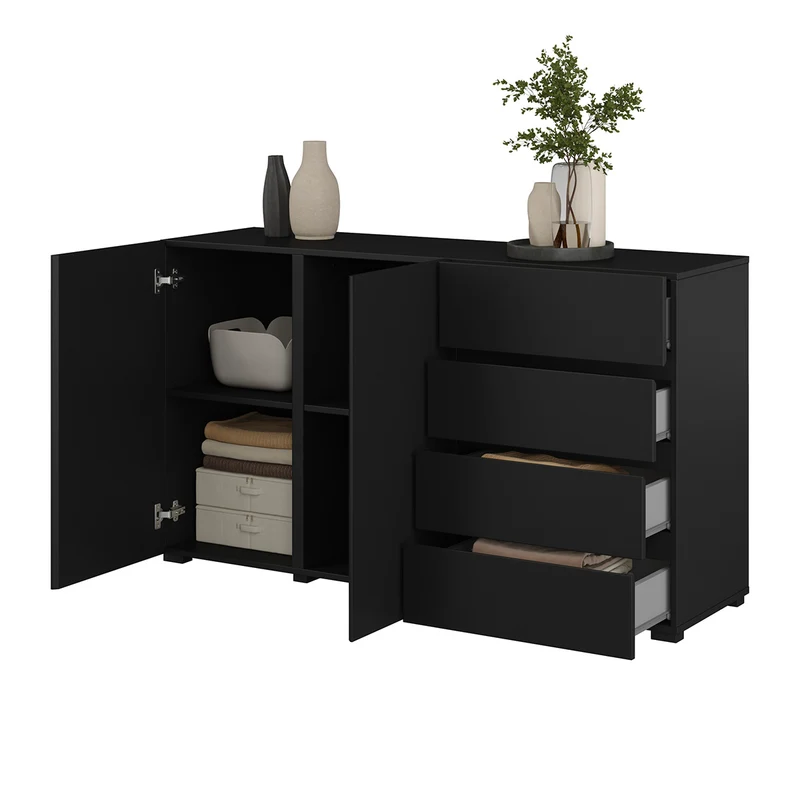 Buffet 2 portes 4 tiroirs Maxis Noir
