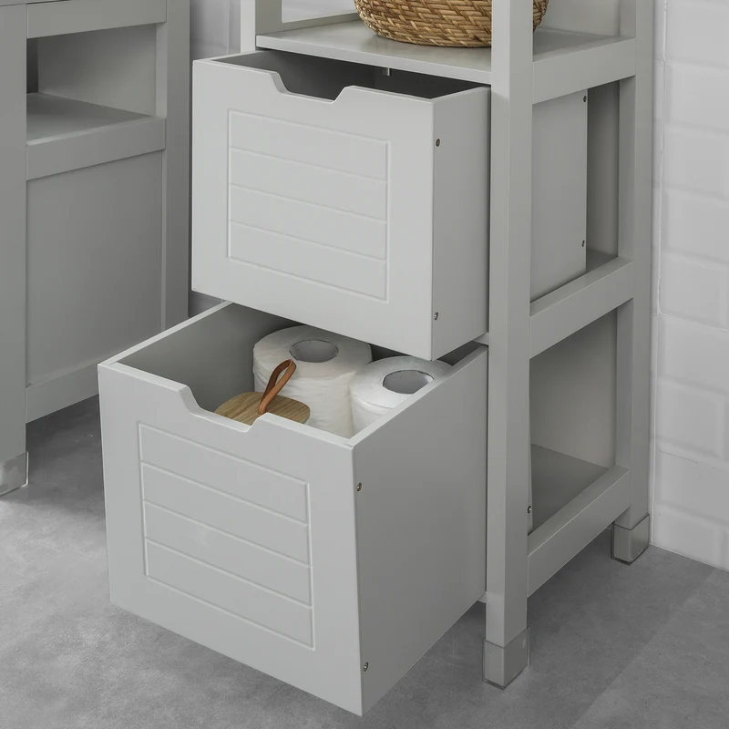 sebuyfr.comG127-HG Meuble Demi-Colonne Meuble Bas de Salle de Bain Armoire Toilette-Gris Clair