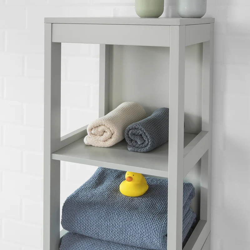sebuyfr.comG126-HG Meuble Colonne de Salle de Bain Armoire Haute – 4 étagères et 2 tiroirs -Gris Clair