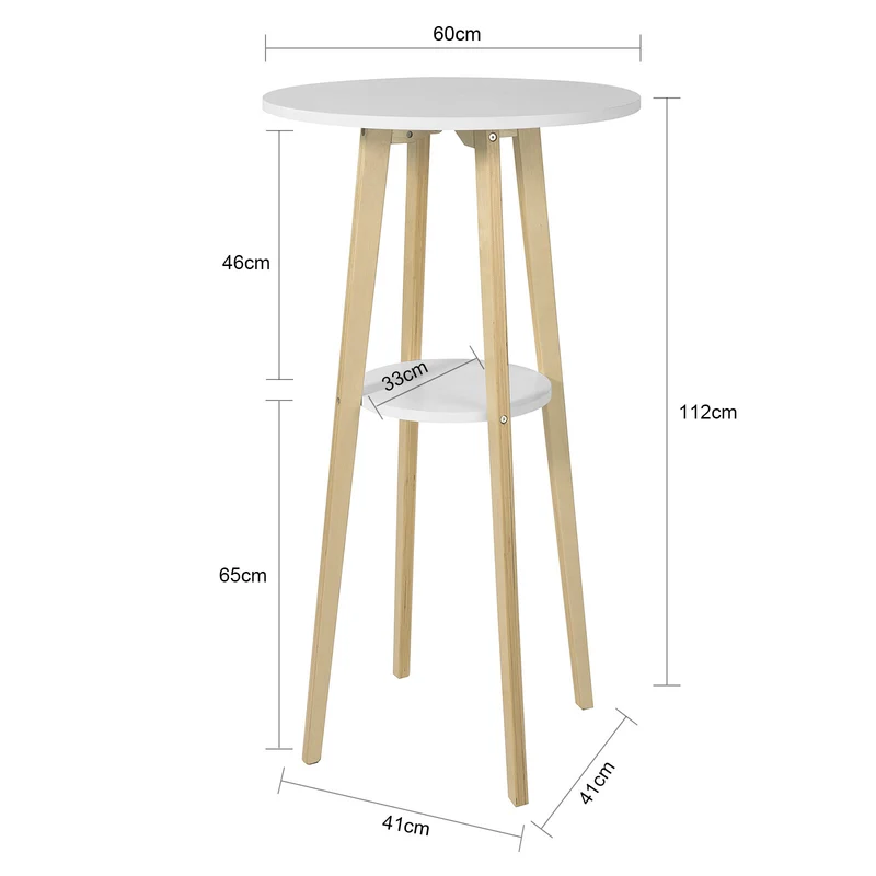 SoBuy FWT58-WN Table de Bar Table Haute de Bar Mange-Debout Cuisine Table café Ronde Scandinave
