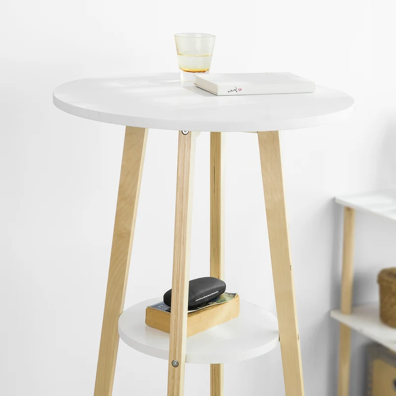 SoBuy FWT58-WN Table de Bar Table Haute de Bar Mange-Debout Cuisine Table café Ronde Scandinave