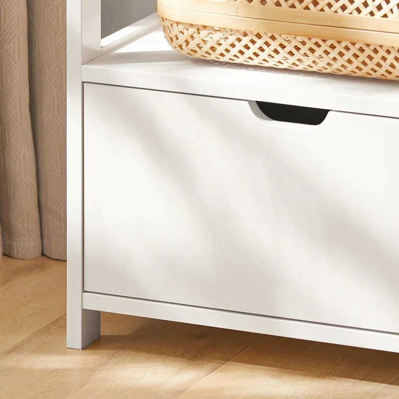 sebuyfr.comG258-W Table de Chevet avec 2 tiroirs et étagère, Table de Nuit pour Chambre à Coucher - Meuble de Rangement Moderne L45 x P38 x H55 cm Blanc