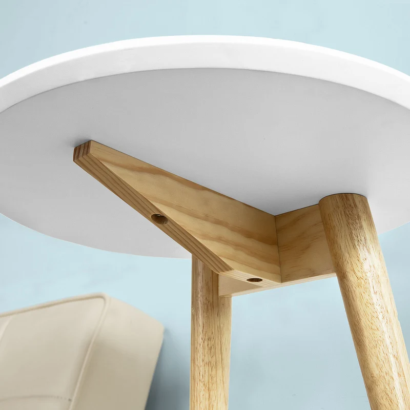 SoBuy FBT39-W Table d'Appoint Design Table Basse Table café Ronde