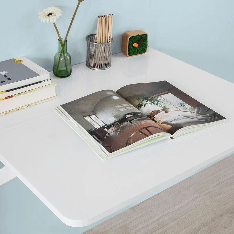 SoBuy FWT05-W Bureau Table de Cuisine Table Murale Rabattable en Bois 75×60cm, Blanc