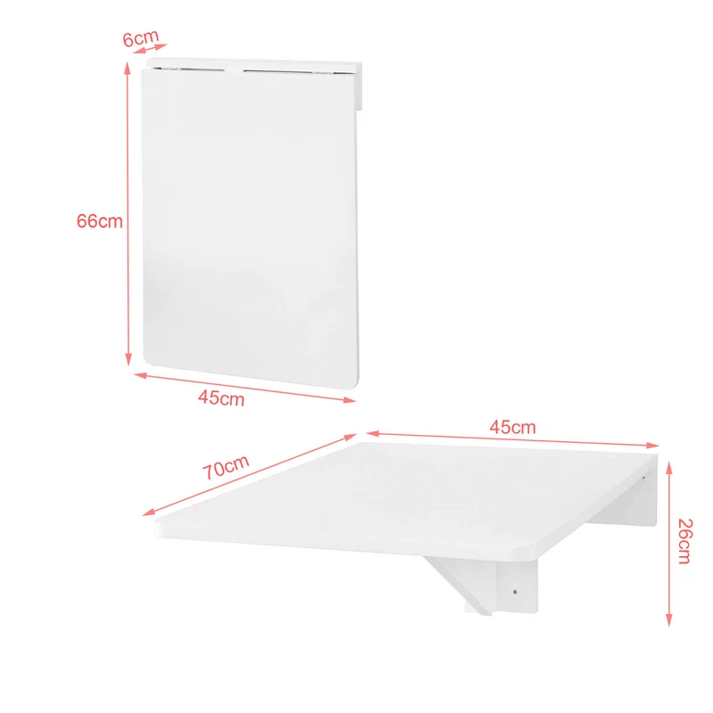 SoBuy FWT04-W Table murale rabattables, Table de cuisine pliante, Table à rabat pour enfant pliable