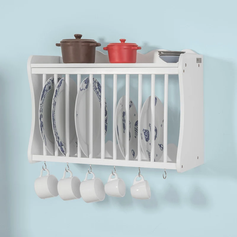 sebuyfr.comG275-W Porte-assiettes murale Meuble de rangement d'assiettes mural