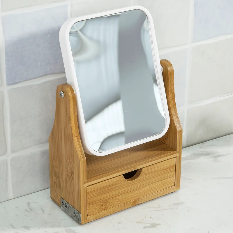 sebuyfr.comG245-N Miroir de Table Miroir de Maquillage Coiffeuse en bois Miroir pivotant