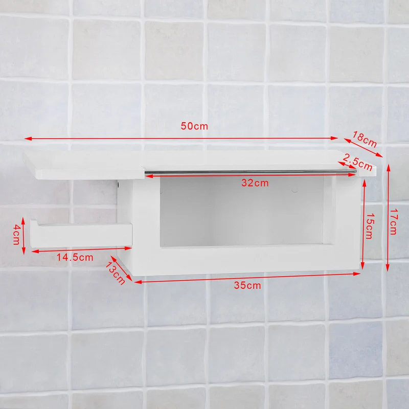 sebuyfr.comG175-W Dérouleur Papier Toilette Distributeur WC Porte Papier Mural avec Support pour Déposer Smartphone et Porte-revues