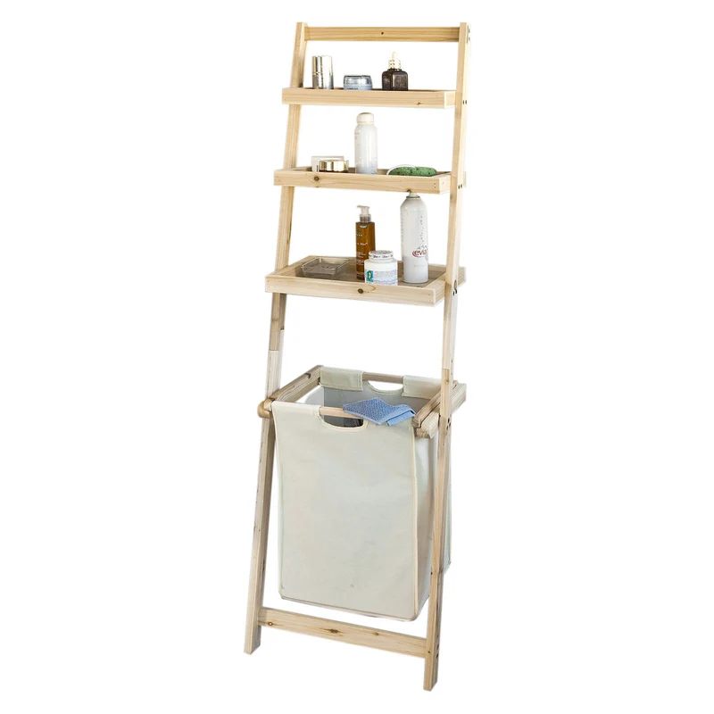 sebuyfr.comG160-N Étagère murale style échelle avec 1 Panier à linge amovible