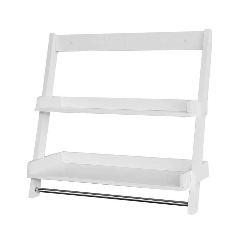 sebuyfr.comG117-W Etagère murale Porte-serviettes salle de bain toilettes avec 2 tablettes