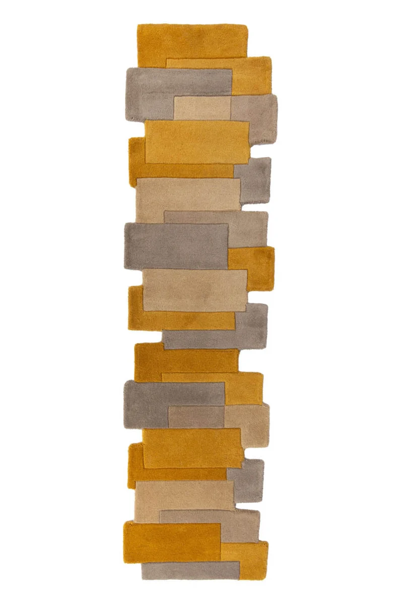 Tapis de couloir graphique 60x230cm jaune