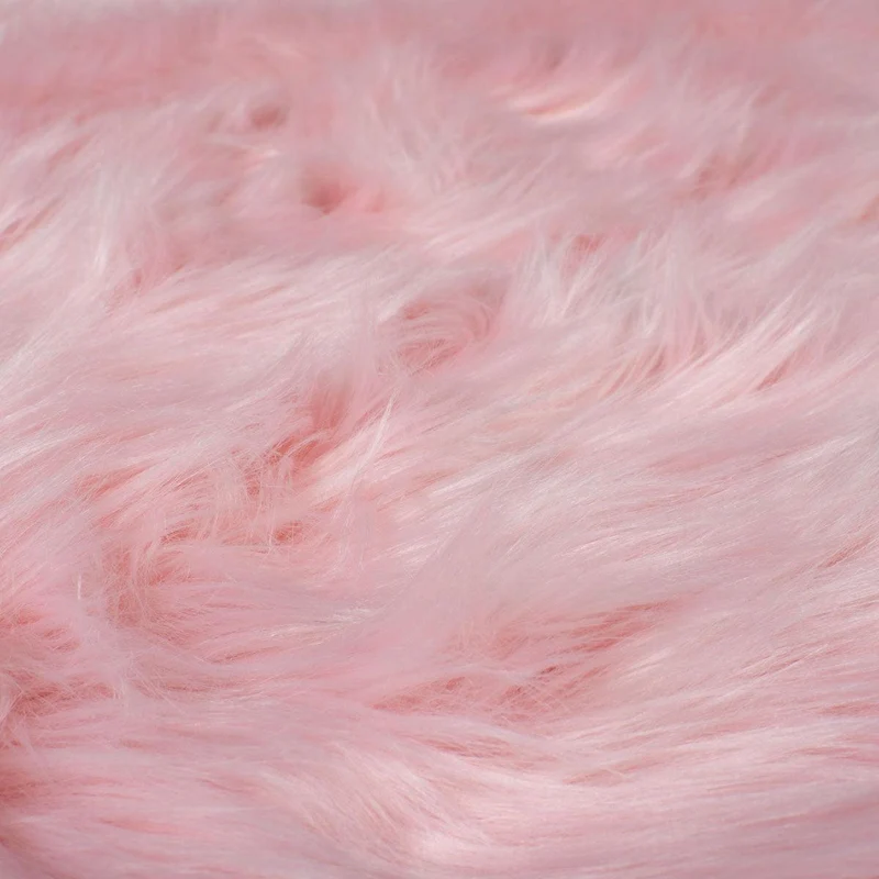 Tapis rond effet fourrure Rose 120cm
