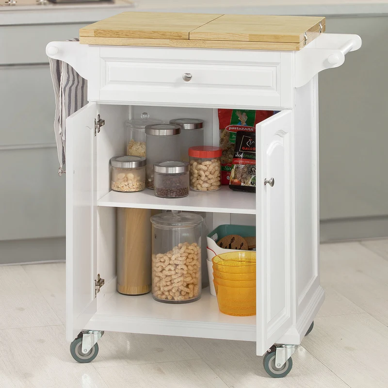 SoBuy FKW36-WN Table roulante Meuble de Rangement pour Cuisine Chariot de Cuisine de Service