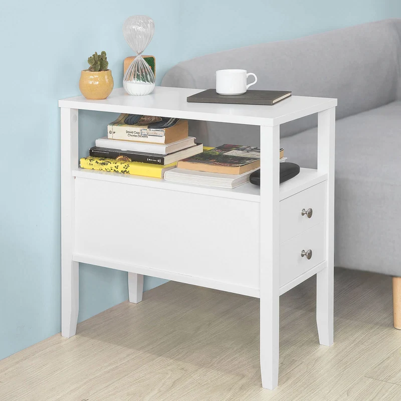 SoBuy FBT73-W Table d'Appoint Bout de Canapé Table Café Table Basse – 1 Tiroir