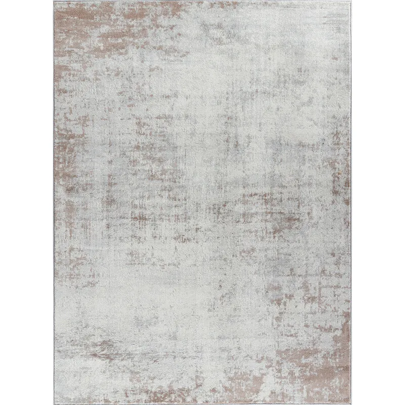 Tapis Abstrait Moderne Wamba Beige/Blanc