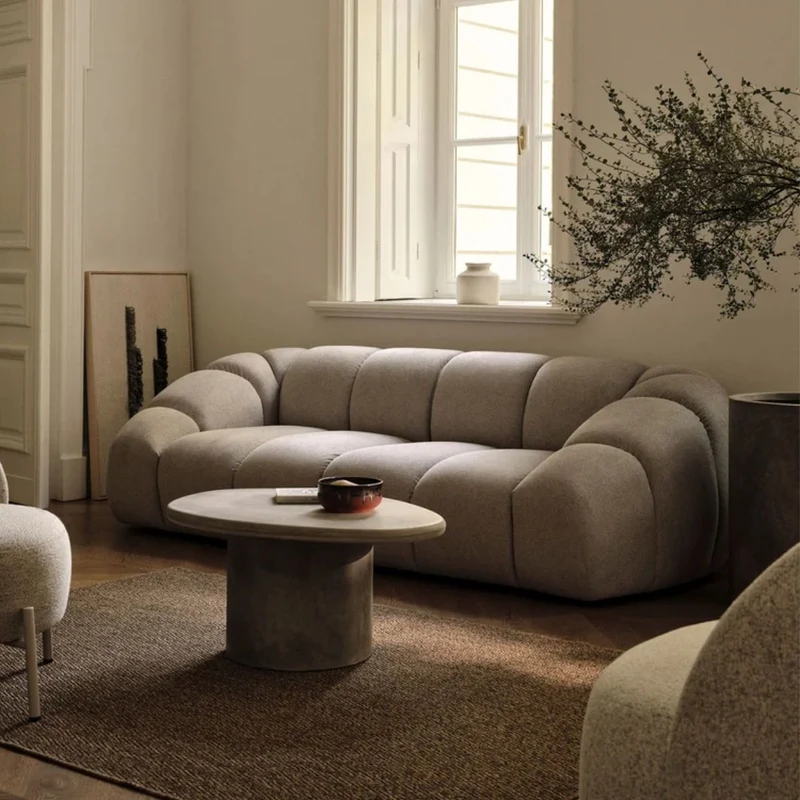 Canapé MICADONI Diana 2 places en velours structuré beige foncé