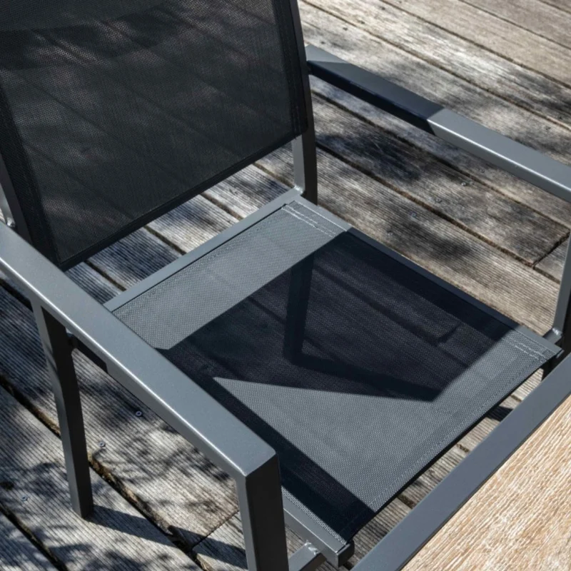 Lot de 4 ou 6 fauteuils de jardin Oviala en aluminium et textilène avec accoudoirs