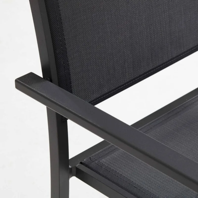 Lot de 4 ou 6 fauteuils de jardin Oviala en aluminium et textilène avec accoudoirs