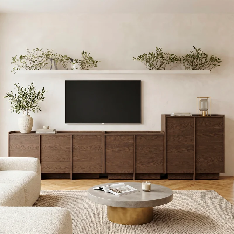 Buffet 3 portes Japandi Bois foncé