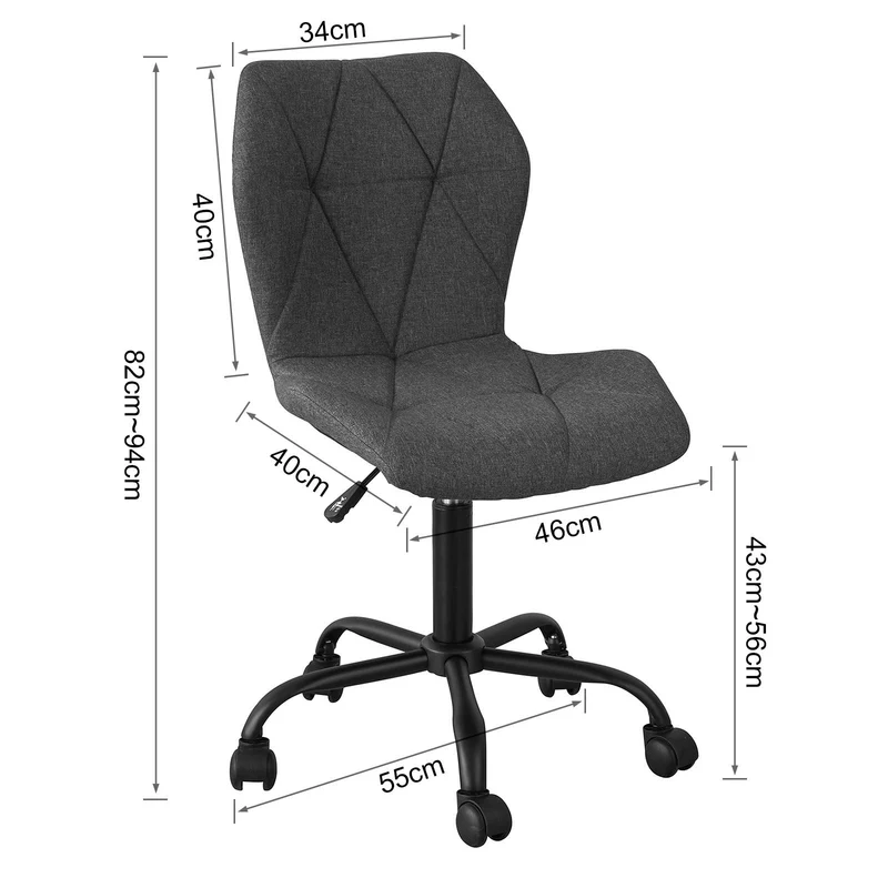 SoBuy FST66-HG Chaise de Bureau Ergonomique Fauteuil Pivotant Réglable