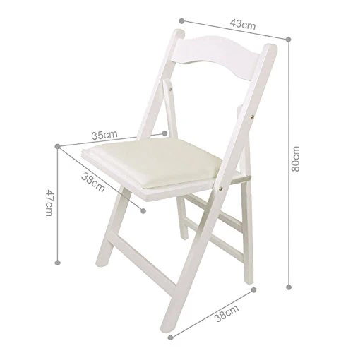 SoBuy FST06-W Chaise pliante en bois avec assise rembourrée, Chaise pliable pour Cuisine