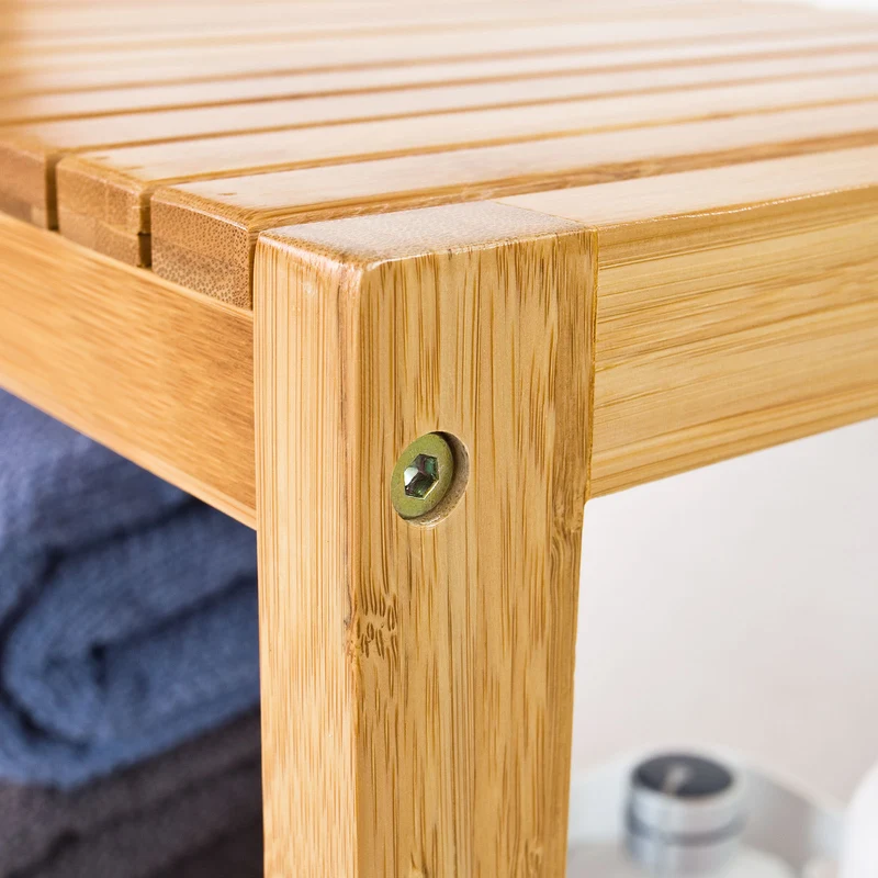 SoBuy FSR14-N Étagère salle de bain 100% en bambou naturel, Rangement chaussures / salle de bain