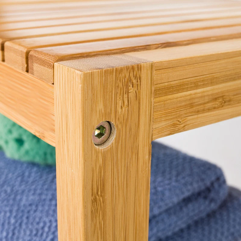 SoBuy FSR14-L-N Étagère salle de bain 100% en bambou naturel, Rangement chaussure/salle de bain