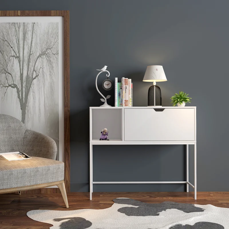 SoBuy FSB21-W Table Console Table d'appoint Table d'Entrée Bureau Informatique pour Ordinateur