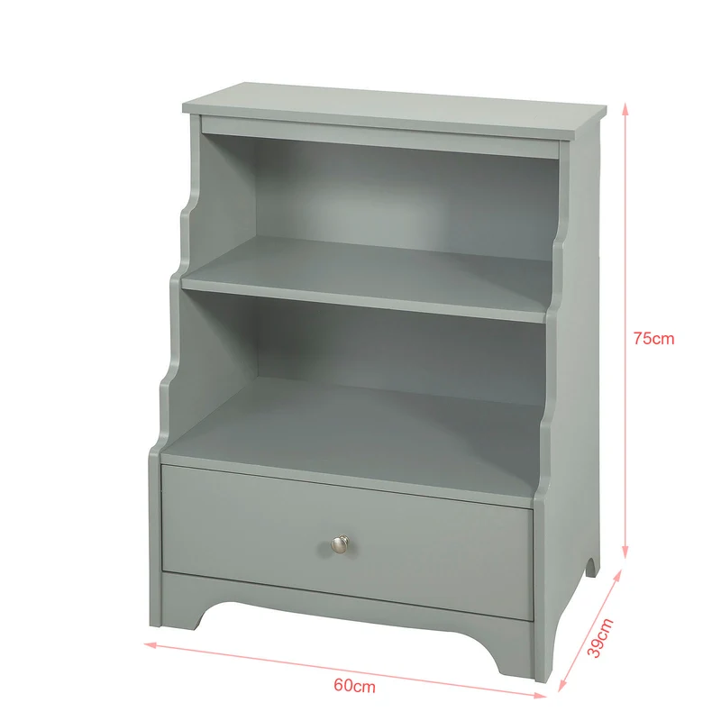 SoBuy FSB13-HG Meuble de Rangement Table de Chevet Étagère Style Échelle– Gris