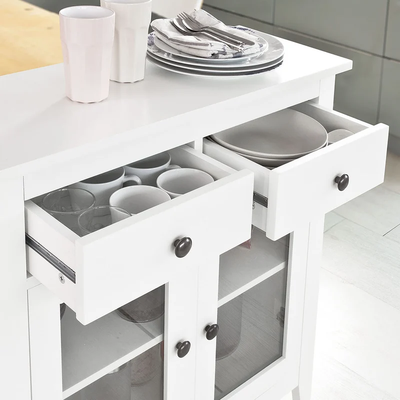 SoBuy FSB05-W Buffet Commode Armoire de Rangement -2 tiroirs 2 portes- Coloris