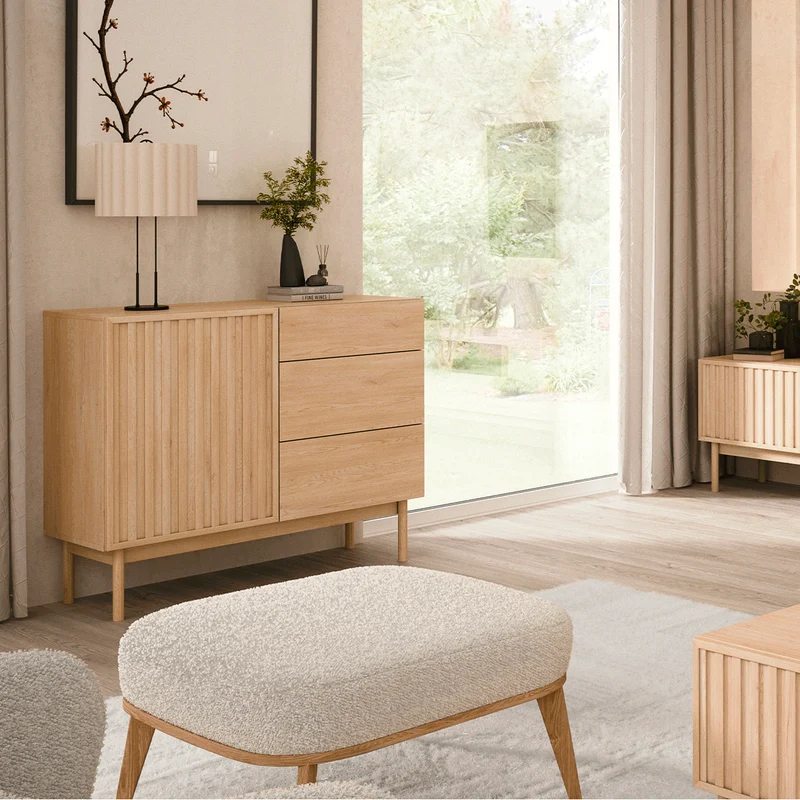 Buffet 1 porte 3 tiroirs Idor Bois
