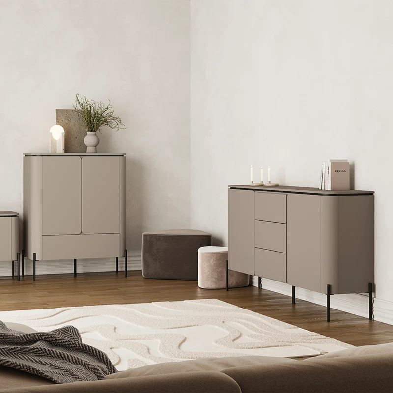 Buffet 2 portes 3 tiroirs Junon Taupe