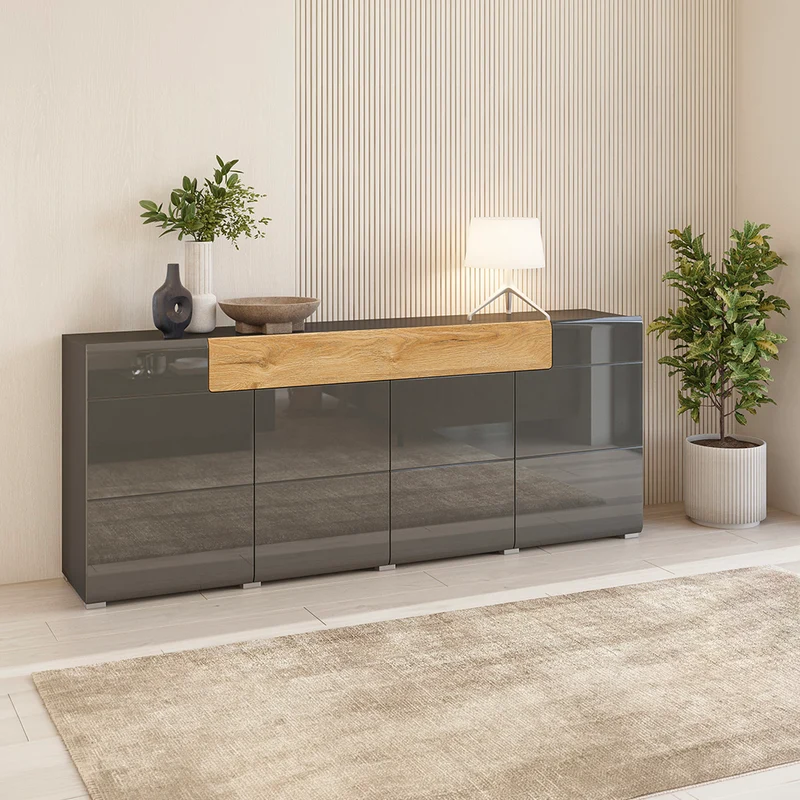 Buffet 4 portes 1 tiroir Jules Gris et Bois