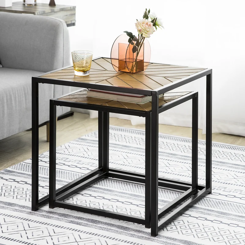 SoBuy FBT76-N Set de 2 Tables Basses Gigognes Table café Table d'Appoint Table Basse de Salon