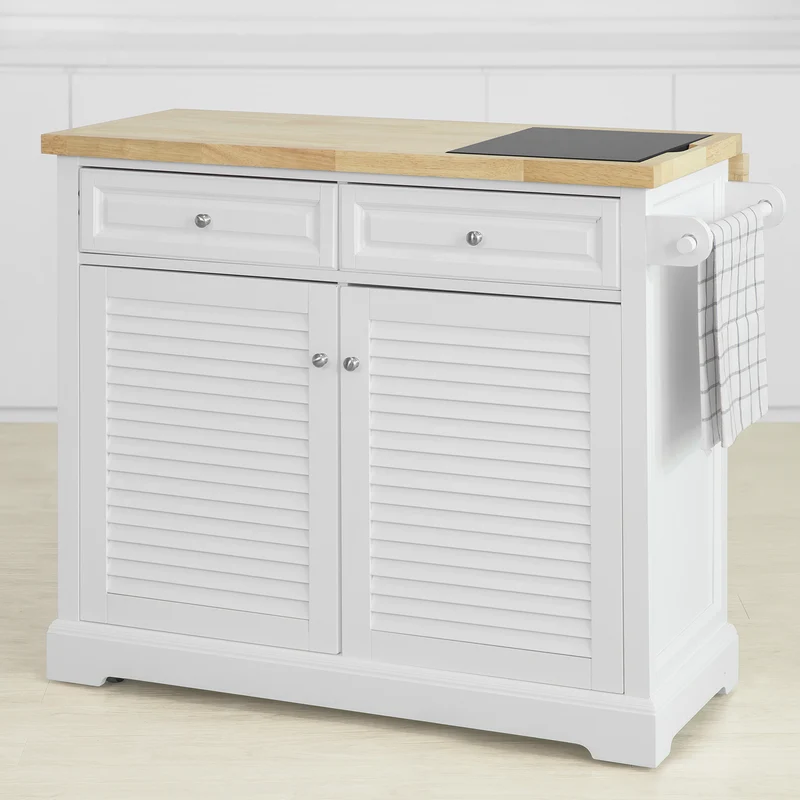 SoBuy FKW84-WN Desserte sur roulettes Meuble de Cuisine de Service Roulant avec Plans de Travail Rabattable, Grande Armoire de Rangement