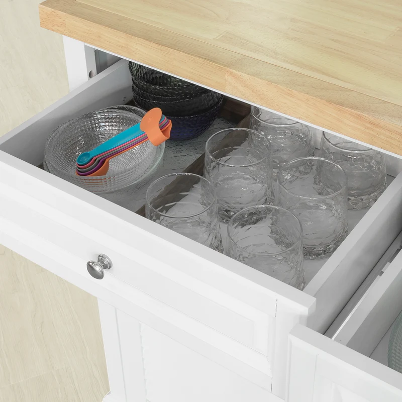 SoBuy FKW84-WN Desserte sur roulettes Meuble de Cuisine de Service Roulant avec Plans de Travail Rabattable, Grande Armoire de Rangement
