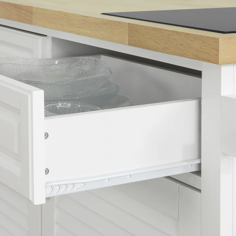 SoBuy FKW84-WN Desserte sur roulettes Meuble de Cuisine de Service Roulant avec Plans de Travail Rabattable, Grande Armoire de Rangement