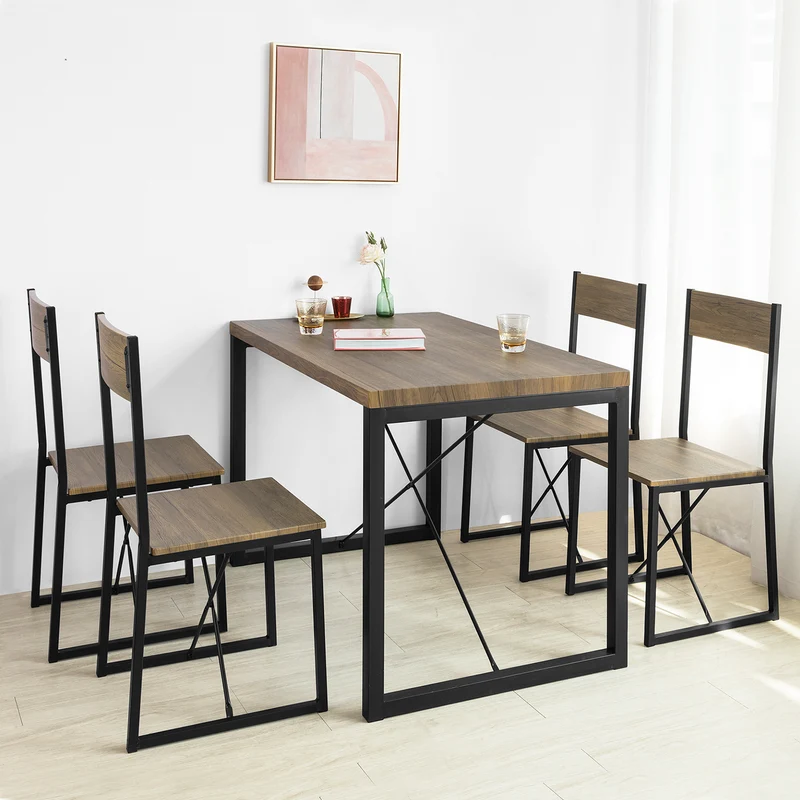 SoBuy FST67x4 Lot de 4 Chaises de Cuisine en Métal Chaises de Salle à Manger avec Dossier Chaise pour Restaurant