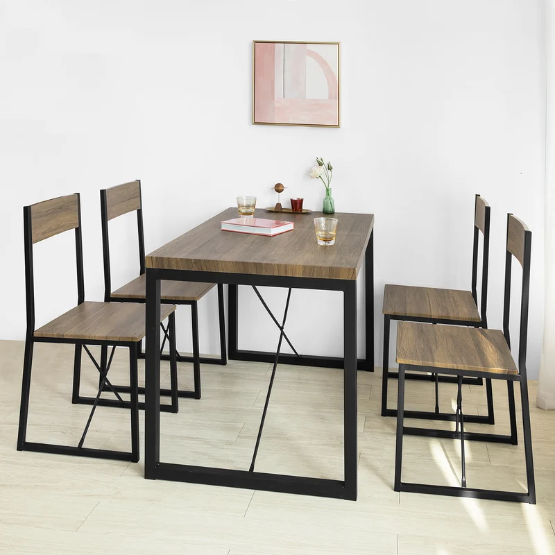 SoBuy FST67x4 Lot de 4 Chaises de Cuisine en Métal Chaises de Salle à Manger avec Dossier Chaise pour Restaurant